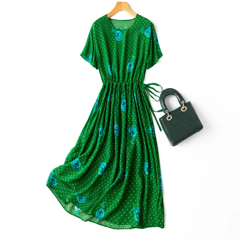 

Женское богемное платье-макси, длинное зеленое платье в стиле бохо до середины икры с коротким рукавом и принтом, лето