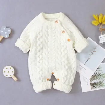 Baby Rompers Long Sleeve Winter Warm Knitted Infant Kids Boys Girls Jumpsuits Toddler Sweaters Outfits Autumn Children's Clothes 1