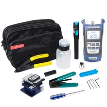 DEBAOFU 12pcs/set Fiber Optic FTTH Cold connection Tool Kit  FC-6S Fiber Cleaver Optical Power Meter 5km Visual Fault Locator