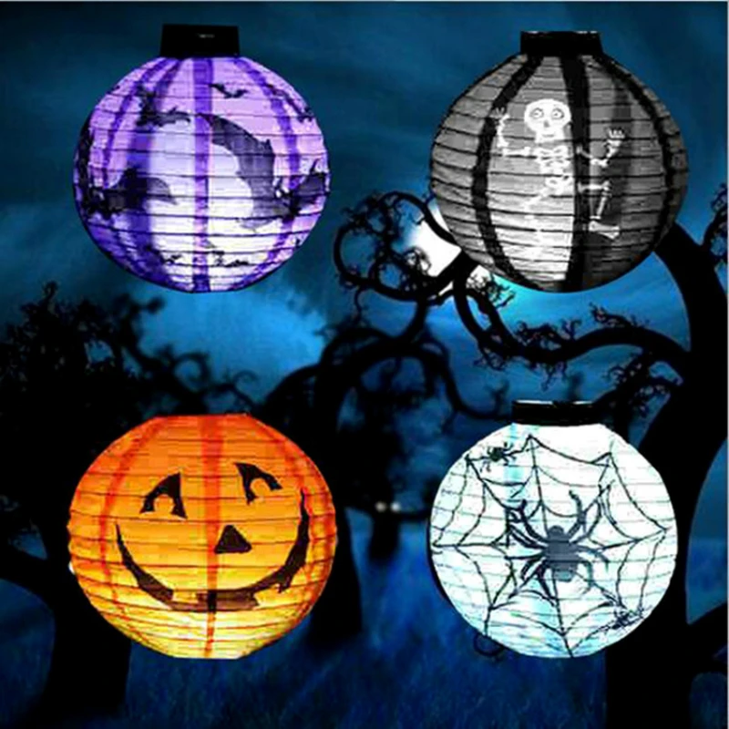 Хэллоуин светодиодный подвесной бумажный фонарик светильник