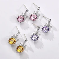 s925 silver needle 2021 trend korean style fashion copper earrings for women set 3a vintage zircon bowknot girl heart jewelry