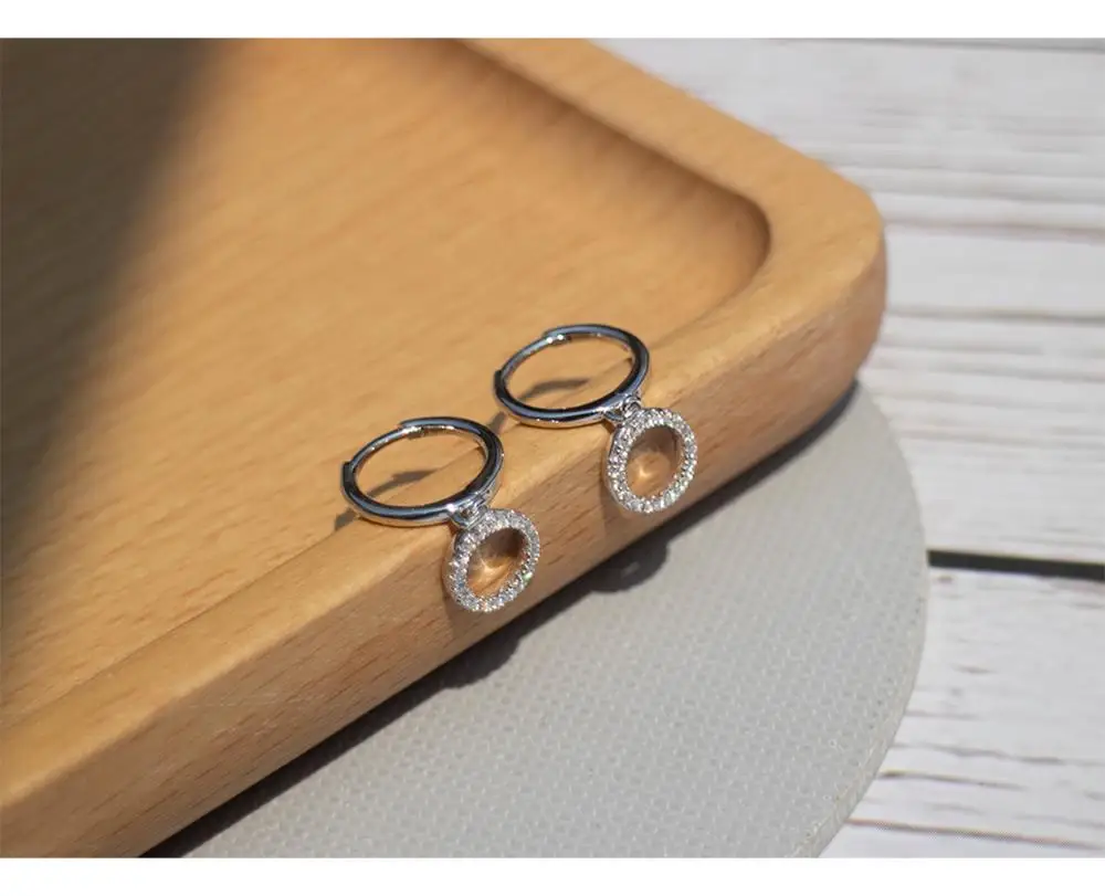 Серьги из стерлингового серебра 925 пробы, темперамент, циркон, круг, короткие серьги-капли, кольцо для ушей, модный тренд, дикие женские серебряные серьги, ювелирные изделия