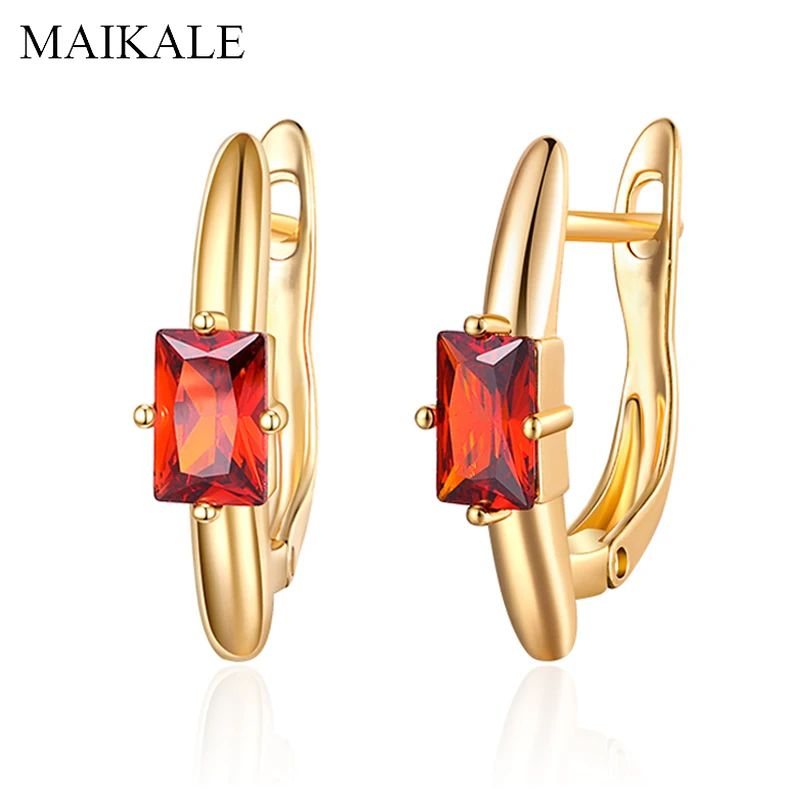 Женские квадратные серьги гвоздики MAIKALE простые золотистые/Серебристые с
