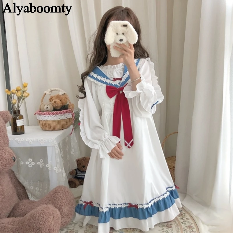 Женский летний сарафан в японском стиле Харадзюку белое готическое платье