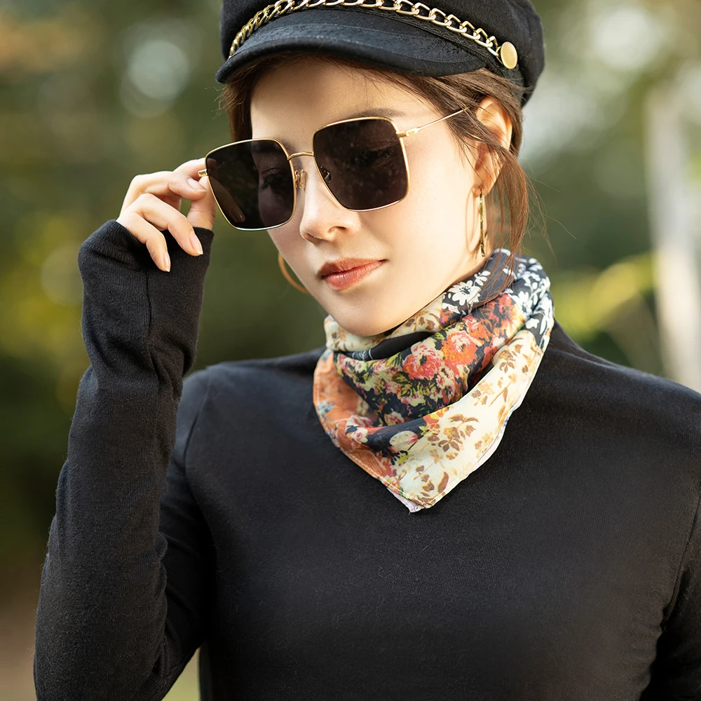 Женский шарф маска для лица модные шелковые квадратные шарфы на весну и лето