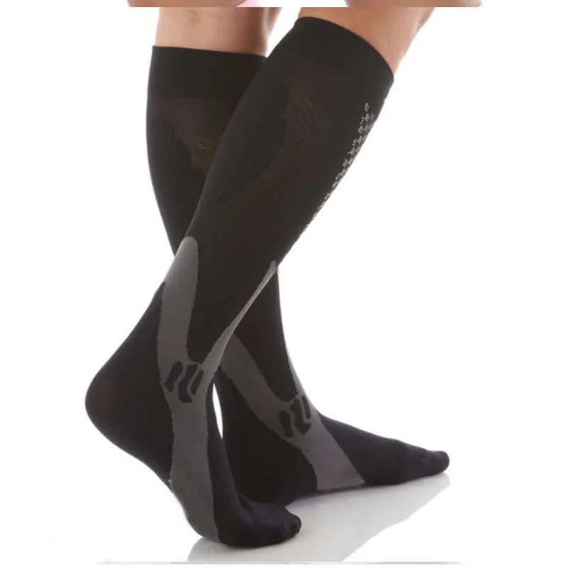 Черный Compression socks for varicose veins Women Men Leg Stocking Support Stretch Below Knee c football socks - Цвет: Черный