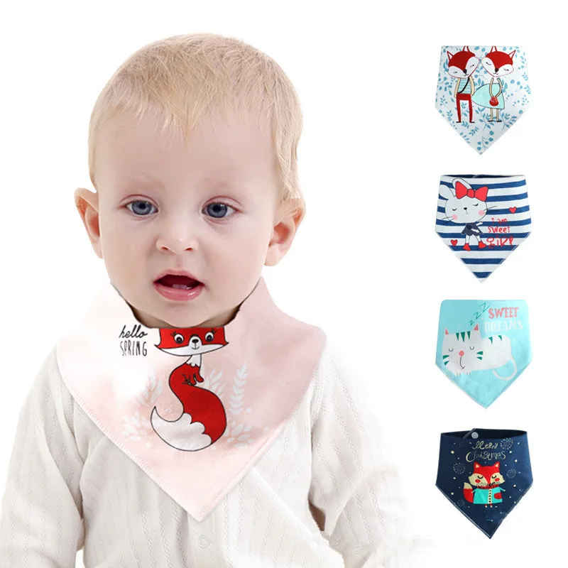 

1pc Boy cartoon triangle scarf turban baby bib bib animal triangle cotton baby scarf meal collar baby supplies