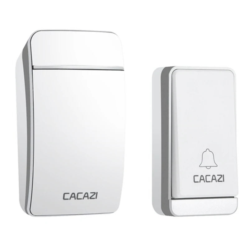 1 button 1 receiver CACAZI домашний водонепроницаемый беспроводной дверной звонок с автономным питанием светодиодный светильник без кнопки батареи беспроводное кольцо-колокольчик EU Plug 38 Chime 3 объема - Цвет: 1 button 1 receiver