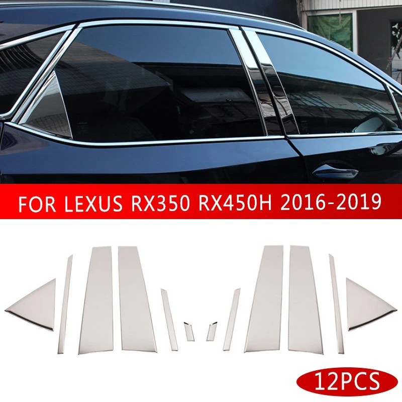

pcmos Chrome Side B,C Door Window Pillars Post Cover Trim For LEXUS RX350 RX450h 2016-2019 Exterior Chromium Styling Stickers