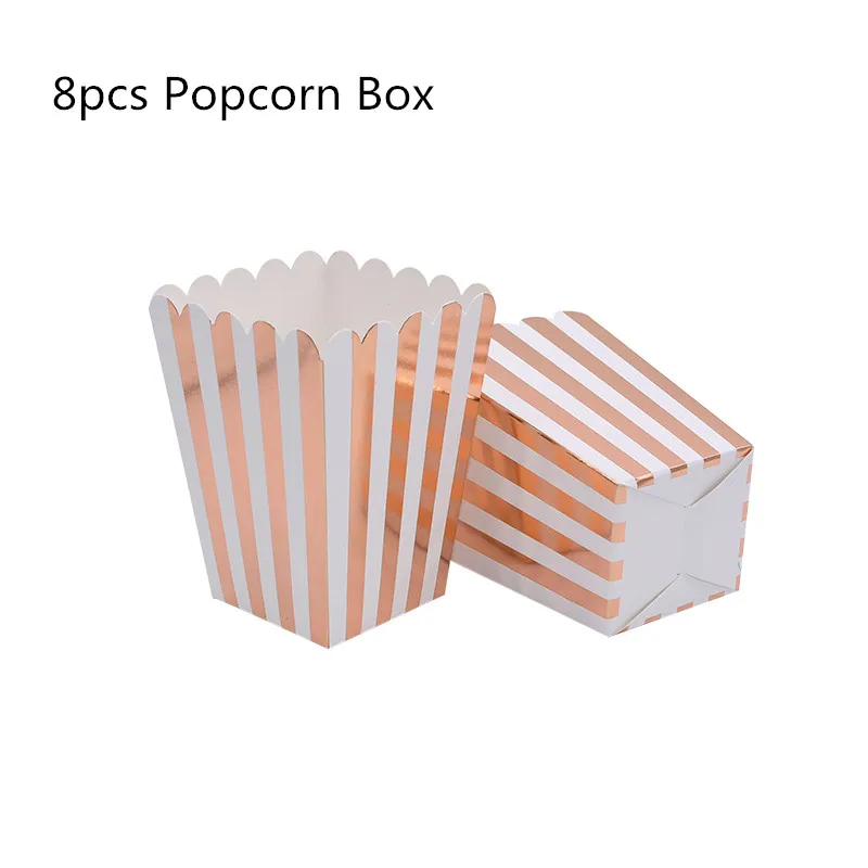 8pcs Popcorn box 8/10 шт. розовое золото одноразовая посуда тарелка салфетки под чашки звезда Baby Shower одежда для свадьбы, дня рождения украшения свадебные принадлежности - Цвет: 8pcs Popcorn box