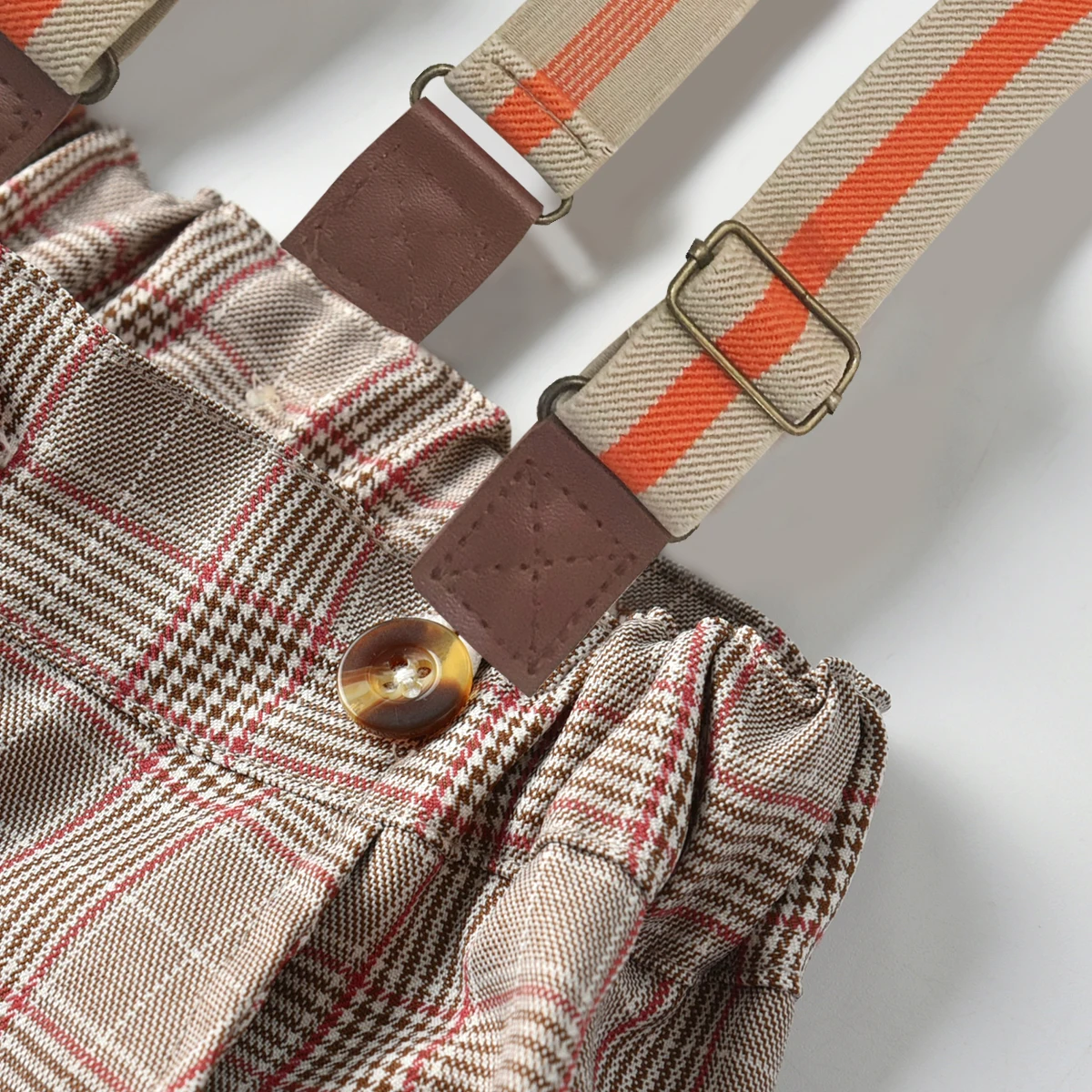 PUDCOCO 2PCS Kids Baby Boys Gentleman Formal Outfits Shirt Tops Bib Pants Plaid Overalls Long Sleeevs Set |