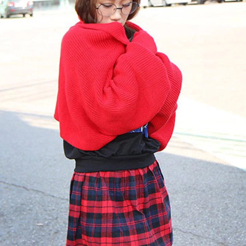 Модная Осенняя Женская Вязаная Шерстяная накидка пальто шаль свободный зимний