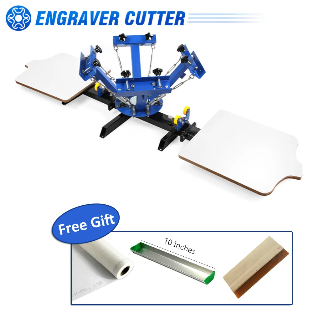 4 Color 2 Station Silk Screen Printing Press, for DIY T-Shirt Printing（Without Frame）