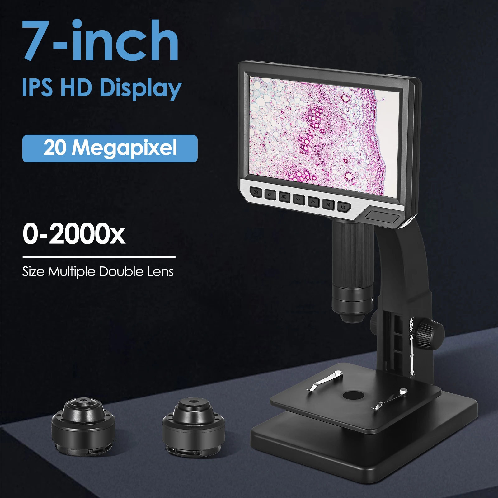 

LCD Digital Microscope 32GB SD Card USB Microscope 2000x Magnification HD 1080P Camera Support Take Pictures Video Double Lens