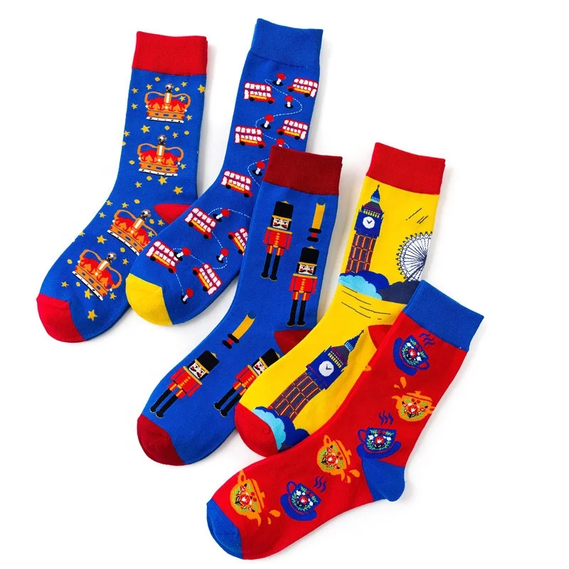 

Wholesale Personality Fashion Custom British Style Colorful Cartoon Socks Unisex Cotton Crew Tube Socks