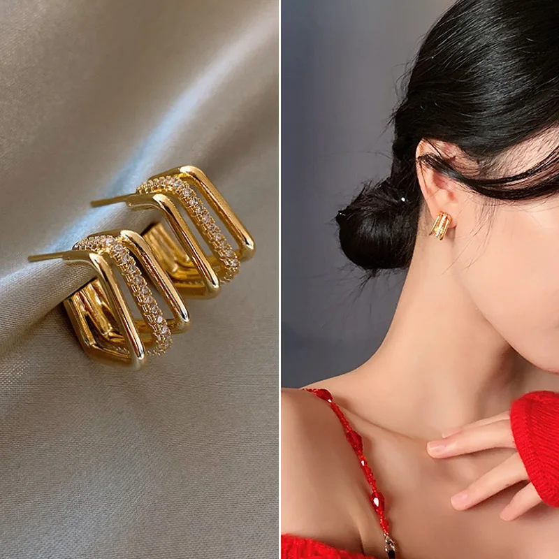 

Simple Temperament Geometric Metal Hoop Earrings Jewelry Accessories