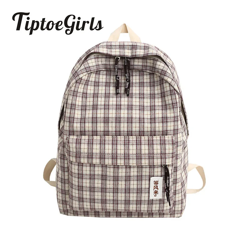 2019 модный клетчатый женский Рюкзак Студенческая школьная сумка для