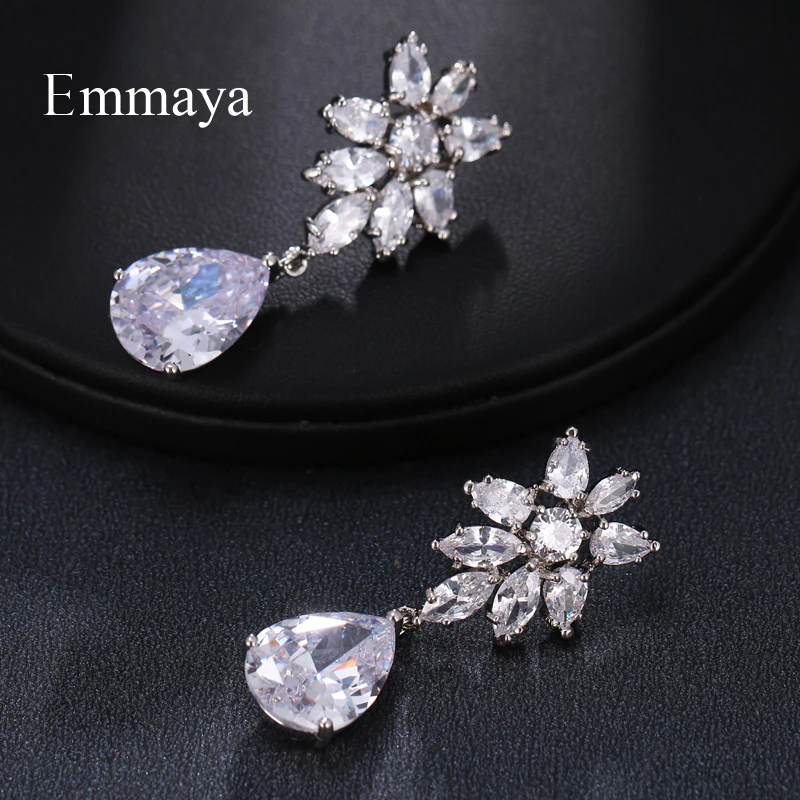 EMMAYA, 8 цветов, серьги-гвоздики для женщин, серьги-капли с зеленым цирконием, роскошные массивные украшения для свадьбы, помолвки