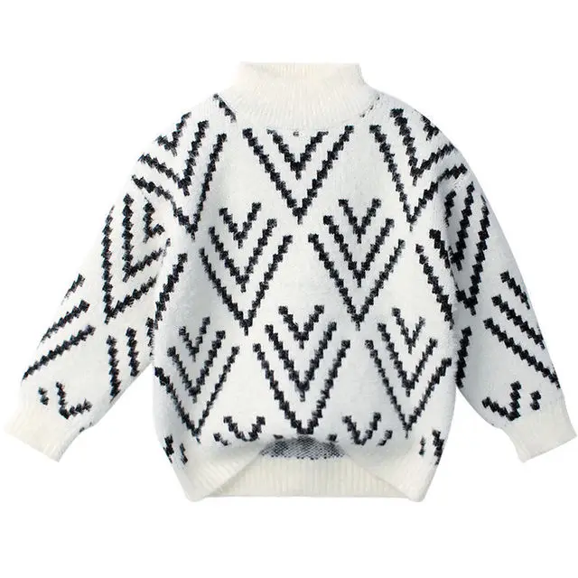 

2021Striped Pattern Baby Girls Tops Kids Sweater Children New Year Clothing Baby Girls Cotton Outwear Baby Girls Costumes SD13