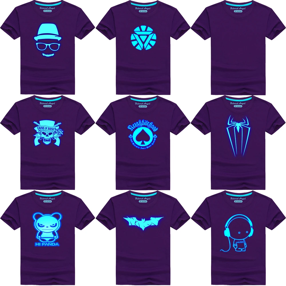 

Children 3D Printed Luminous T-shirt Boys Girls Purple Tops Kids Clothes Casual T-shirt Baby Short Sleeve T-shirt Teen Costume