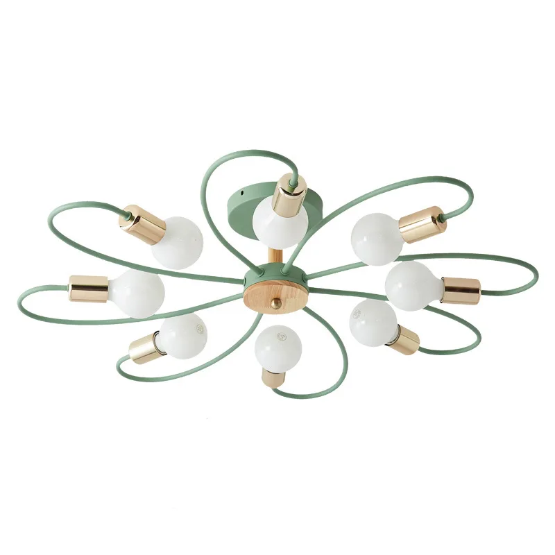 

Modern macaron ceiling light hotel restaurant Nordic Simple personality creative wood art LED lighting