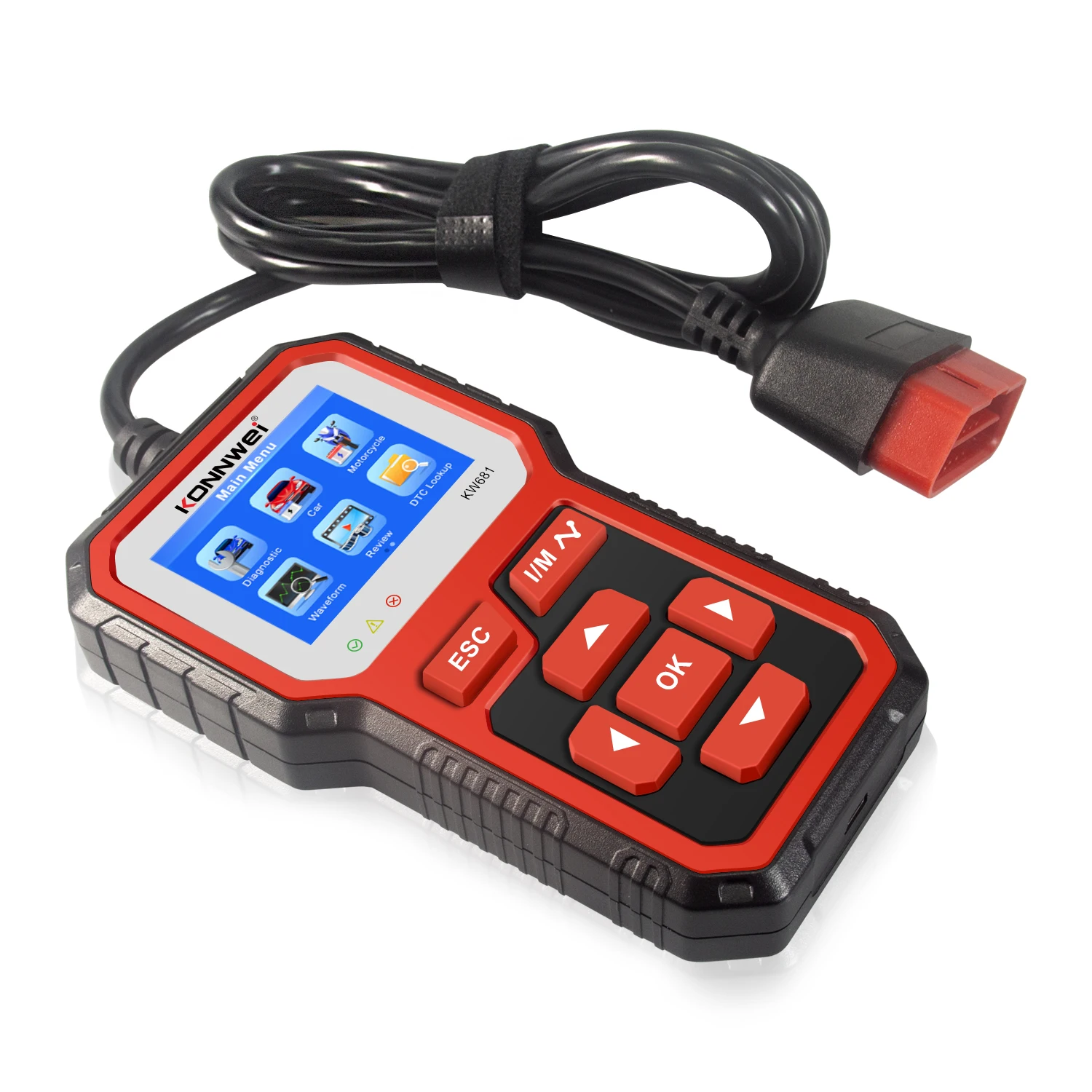 

New Arrival KONNWEI KW681 obd2 Scanner Tools 2 in 1 6-12V Car Battery Tester OBD2 Cars Fault Diagnosis Instrument Battery