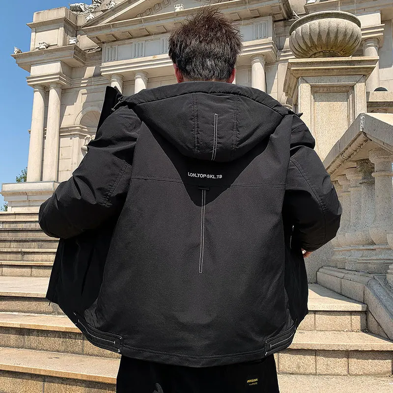 Men's Plus Size Casual Hooded Cotton-padded Jacket Korean Version of The Trend Plus Cotton Down Padded Jacket Winter Coat Men