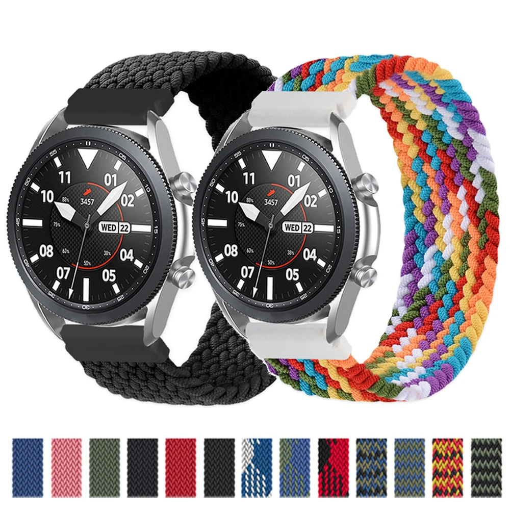 Ремешок соло 20 мм/22 мм для Samsung Galaxy watch 3/46 мм/42 мм/active 2/Gear S3 плетеный браслет Huawei