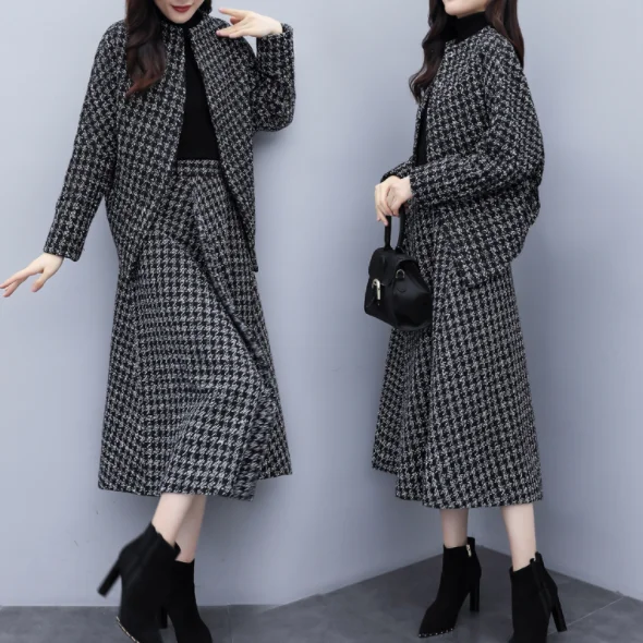 Осенне зимние шерстяные комплекты из двух предметов наряды для женщин плюс