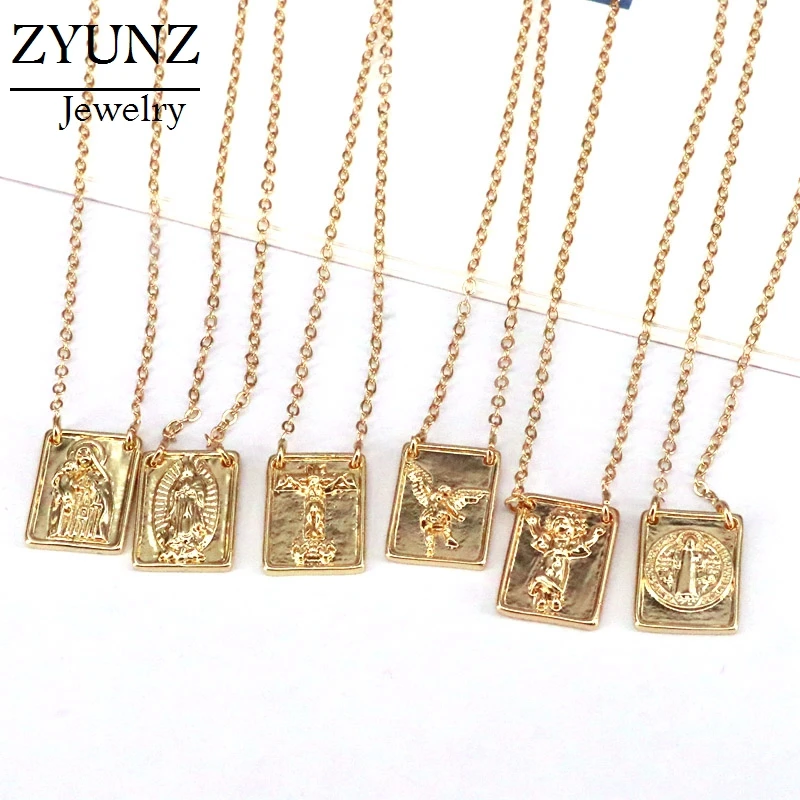 

10PCS, Gold Color Virgin Mary Pendant Religious Jewelry Necklaces For Women Catholic Necklace