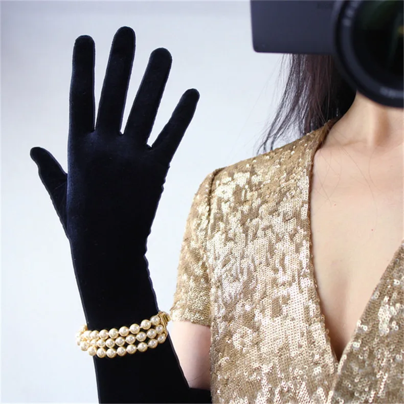 60 см черные велюровые перчатки очень длинные Над Локоть Vestido de noche высокие эластичные черные Лебеди бархатные женские сенсорный экран WSR08