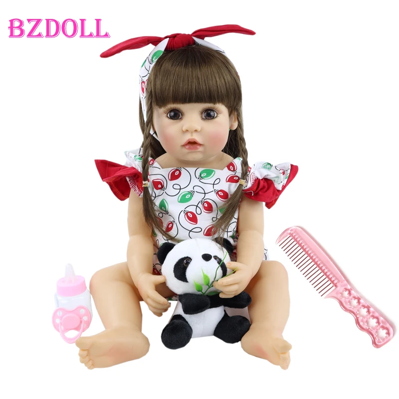 

55cm Full Soft Silicone Reborn Girl Doll Lifelike Newborn Princess Toddler Alive Babies Bebe Boneca Dress Up Toy