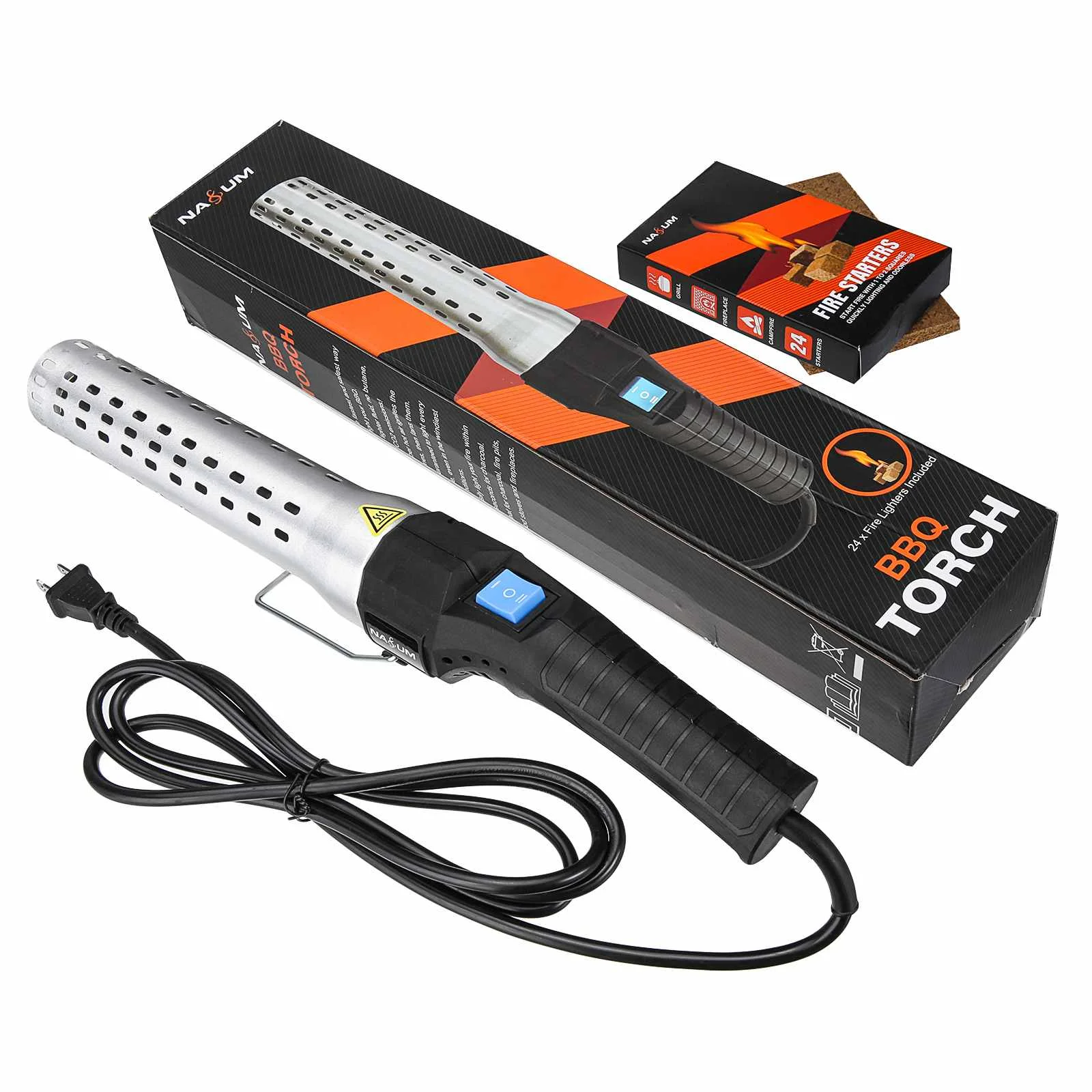 

Electric Charcoal Lighter With 24 Fire Starter Squares Built-in Blower Quick Use For BBQ Grills Fireplaces Fire Pits US Plug