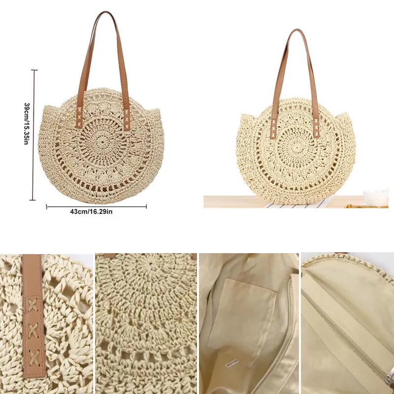 Женская Соломенная Сумка для отпуска простая однотонная сумка на плечо