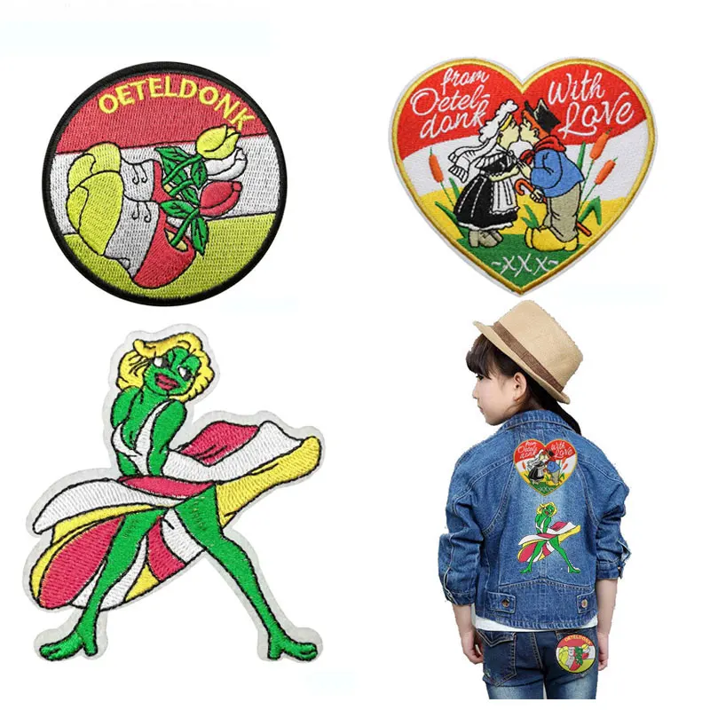 Oeteldonk полностью вышитая лягушка карнавал для Нидерландов патчи утюга вышитые
