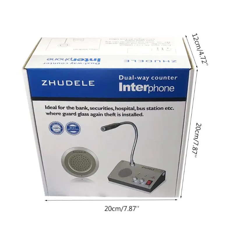 Dual Way Window Intercom System Bank Counter Interphone Zero-touch For Business Store Station Ticket 9908 |