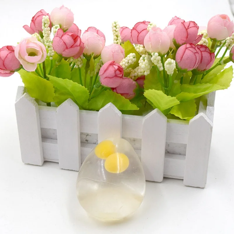 

Novel Soft Decompressing Transparent Relaxing Water Ball Realistic Double Yolk Rubber Egg Stress Relief Toys TSLM2