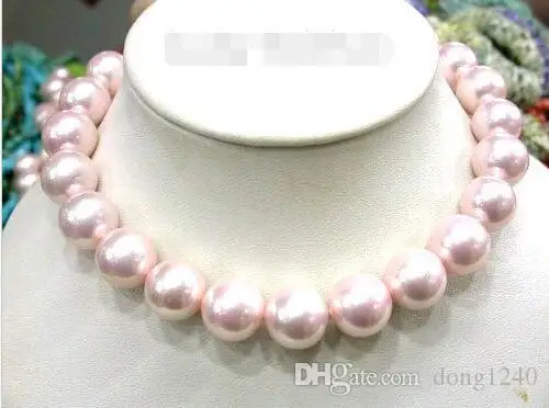

18 "16 мм розовый круглый Южный жемчуг из морской раковины ожерелье