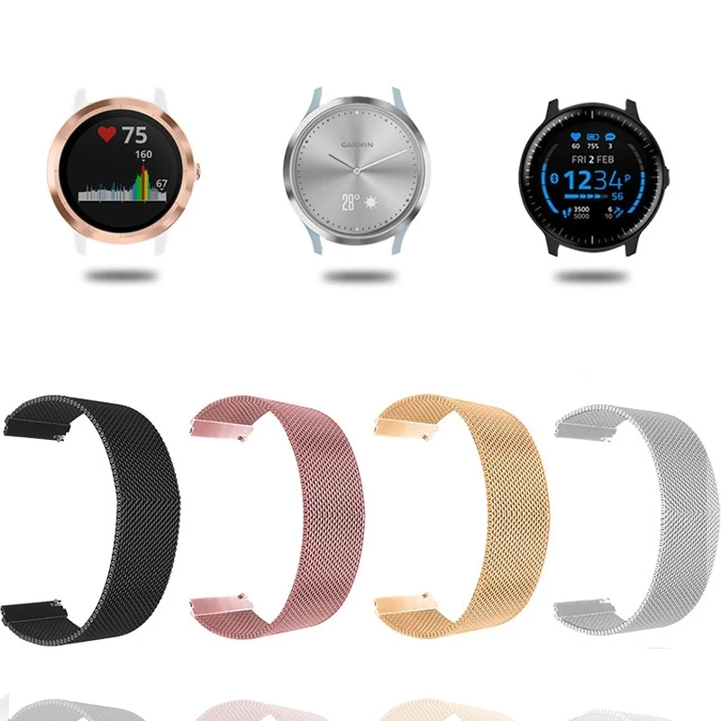 

Браслет для Garmin 245, металлический ремешок с магнитной петлей для наручных часов Forerunner 245M/645/Vivoactive 3 4/шнур 2/шнур, браслет SQ
