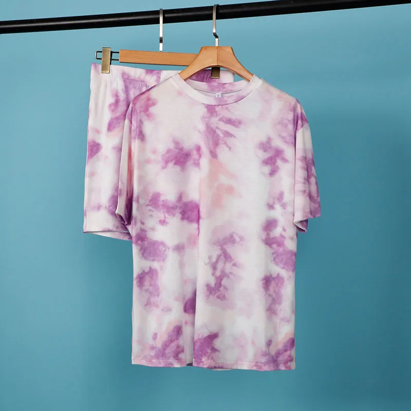 Вареный Футболка с принтом и шорты Комплект из двух предметов для женщин уличная