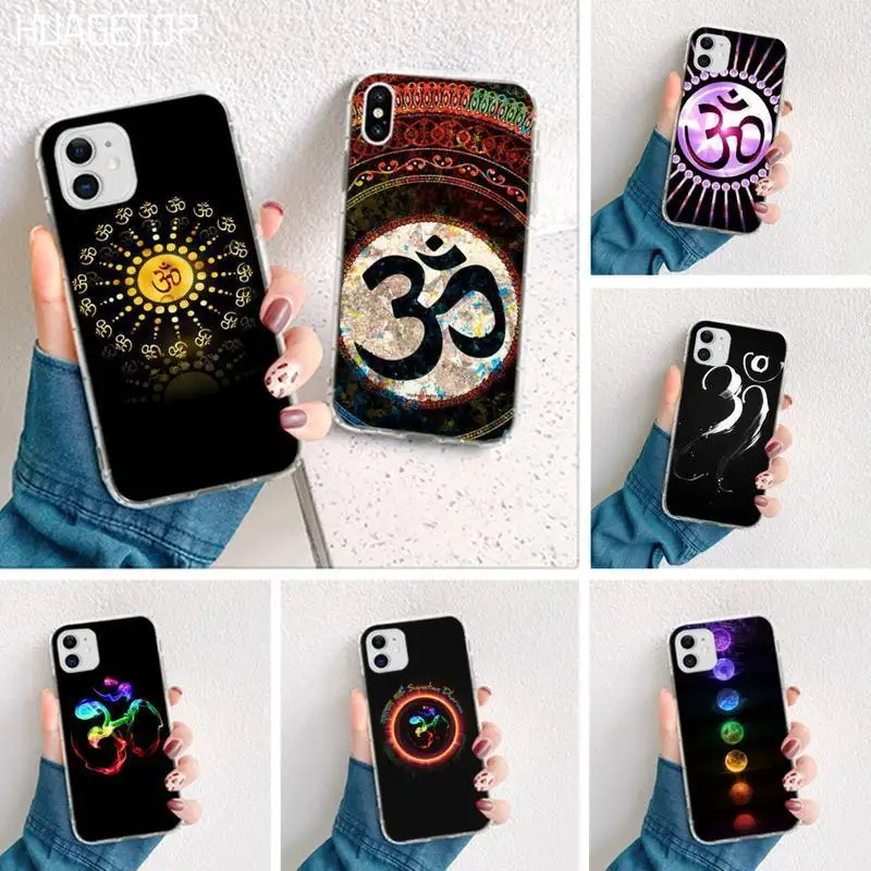 

HUAGETOP Aum Om Yoga Painted Phone Case for iphone 12 pro max 11 pro XS MAX 8 7 6 6S Plus X 5S SE 2020 XR cover