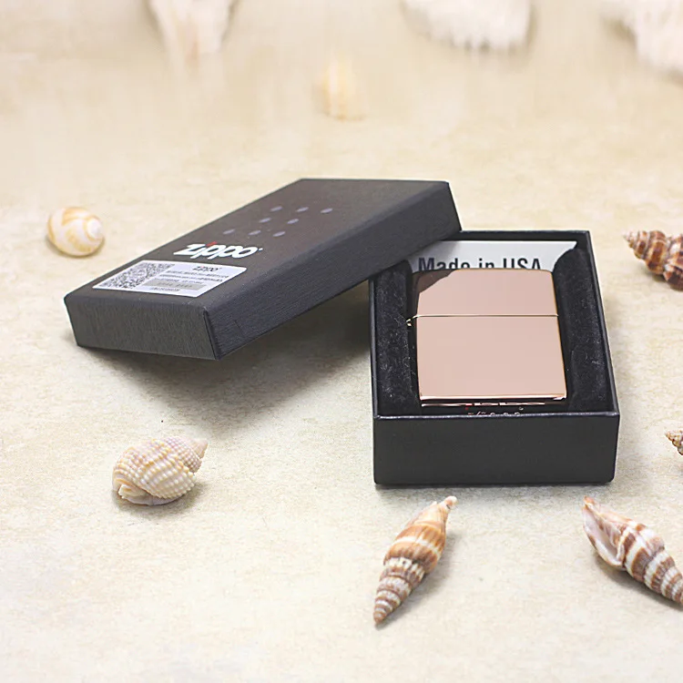 

Genuine Zippo oil lighter copper windproof Mirror rose gold cigarette Kerosene lighters Gift With anti-counterfeiting code