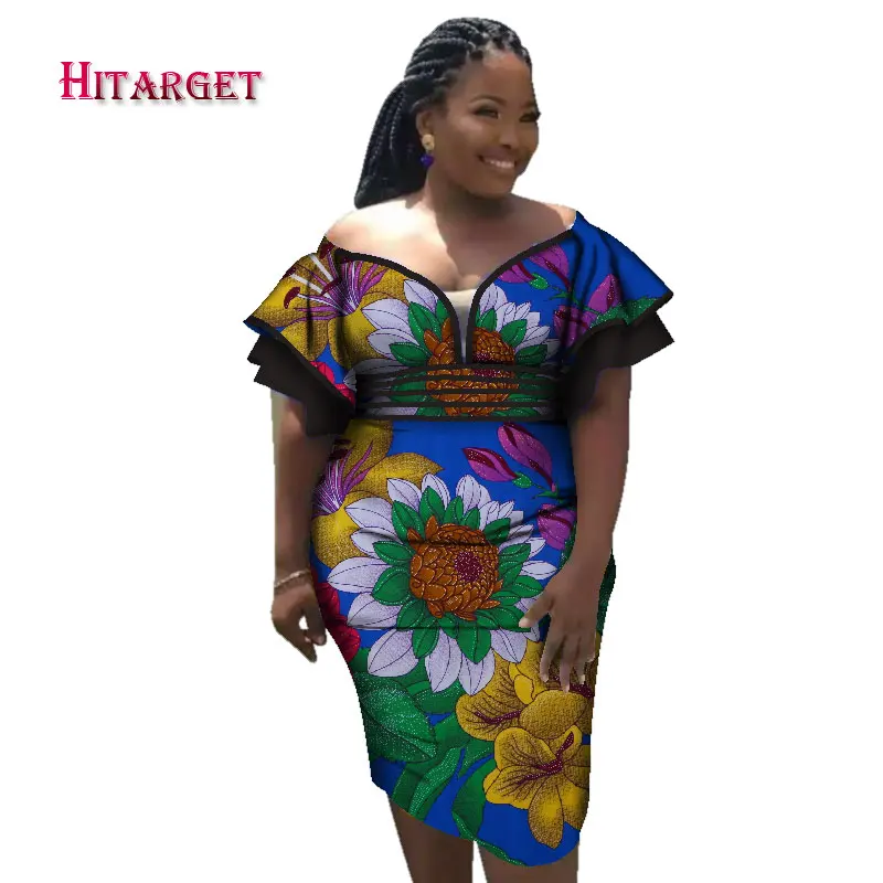 Модные сексуальные платья с Африканским восковым принтом для женщин V образным