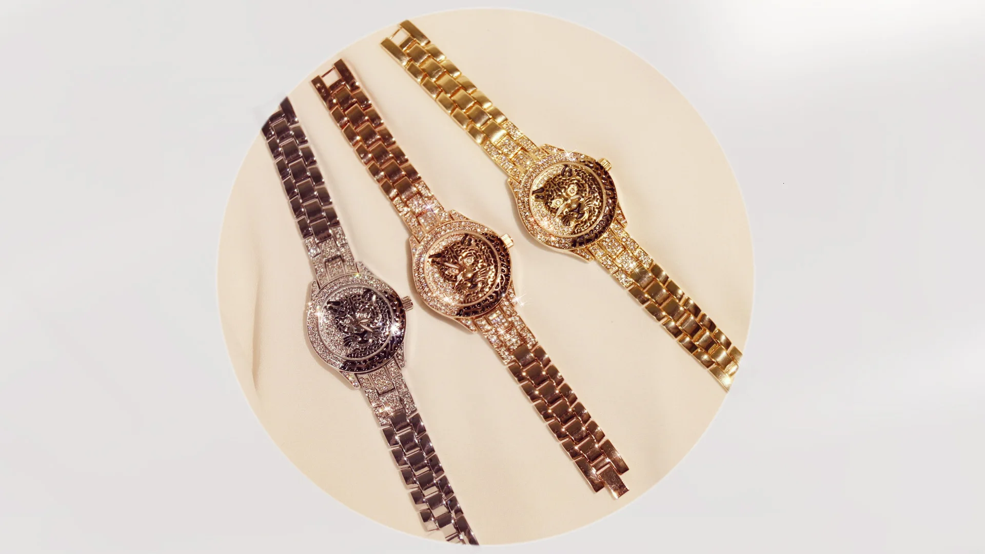 Для женщин часы дамы платье часы Montre Femme Сталь Леопардовый принт стразы браслет для наручных часов с тигром с украшением в виде кристаллов Часы relogio feminino