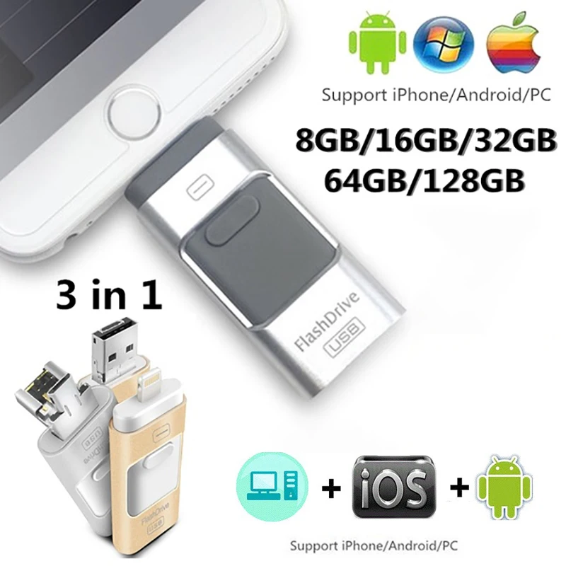 3 в 1 карта памяти usb 3,0 водонепроницаемый usb флэш-накопитель 128 ГБ U диск ключ Флешка 64 ГБ 32 ГБ 16 ГБ флеш-накопитель мини для iPhone micro