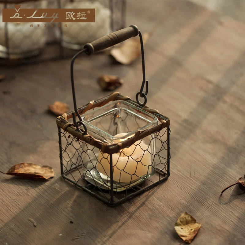 

Винтажный Железный подсвечник, европейский стиль, Скандинавское стекло, садовый подсвечник, открытый дом, Porte Bougie, домашний декор, WF50ZT