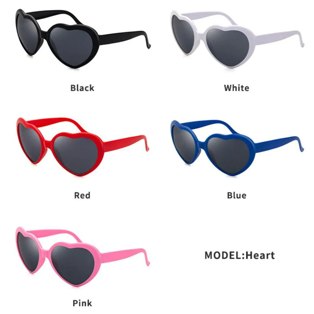 

«Любящее сердце» Форма d эффекты очки часы свет изменения к сердцу Форма ночью дифракционные очки для женщин модные солнцезащитные очки