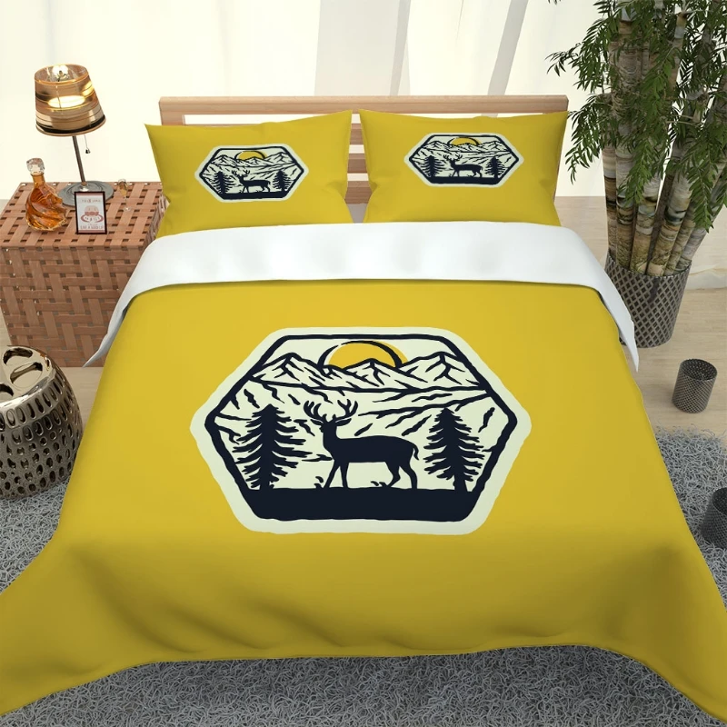 

Hot style 3D digital deer printing 100% Polyester bedding set 1 duvet cover + 1/2 pillowcases bed in a bag US/EU/AU size.