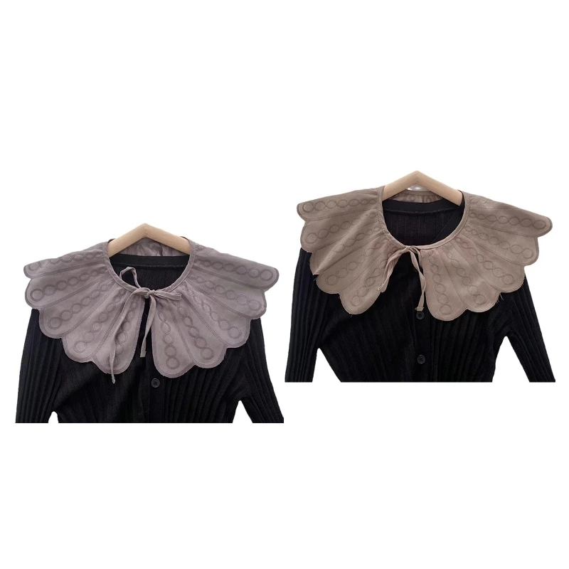 

Women Solid Fake Collar Scarf Wrap Geometry Twist Circle Pattern Shawl Capelet