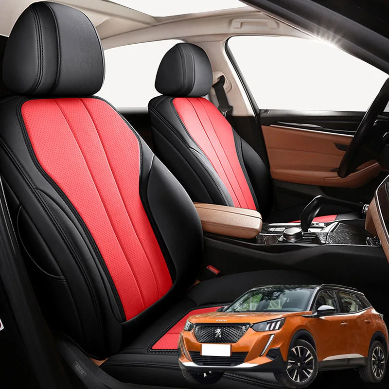 

Накидки на автомобильные сиденья из кожи Nappa для Peugeot 2008, 2014, 2015, 2016, 2017, 2018, аксессуары для салона автомобиля